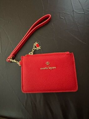 Nanette Lepore Women's Leather Credit Card Wristlet Red Wallet